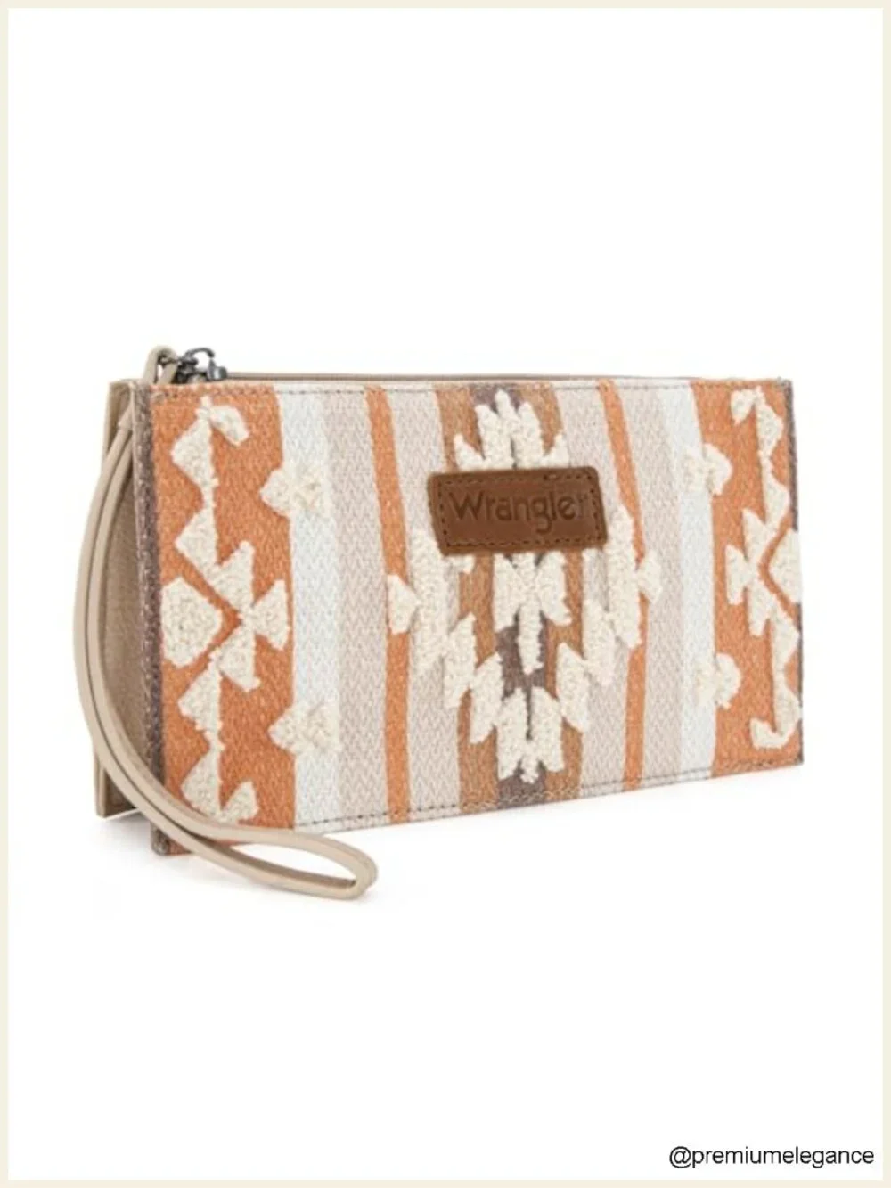 Western Wristlet Clutch Purse with Towel Embroidery Zipper Wrist Strap